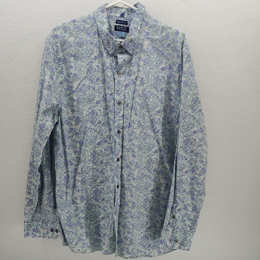 Newton Blue and Green Patterned Casual Shirt